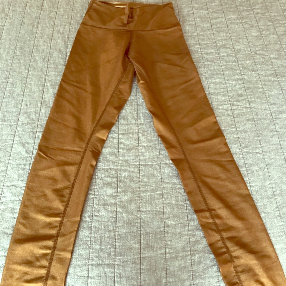 DYI High Shine Tights, Bronze, Small, high rise